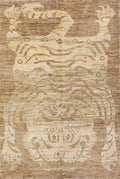 4x6 Ft Brown Tiger Rug - Handmade Afghan Rug