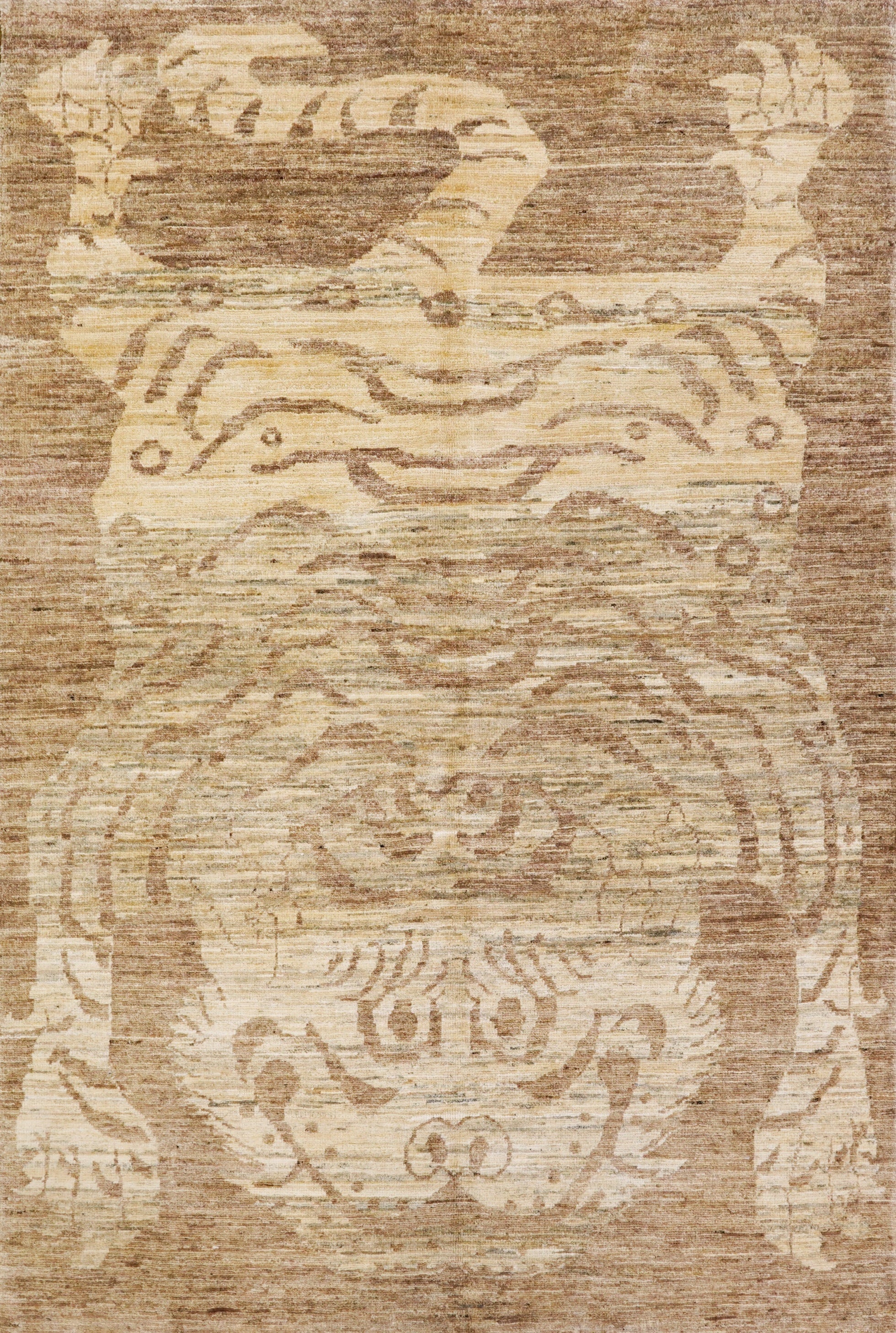 4x6 Ft Brown Tiger Rug - Handmade Afghan Rug