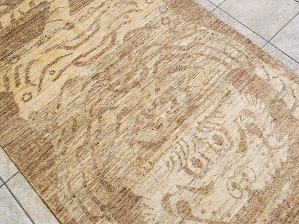 4x6 Ft Brown Tiger Rug - Handmade Afghan Rug