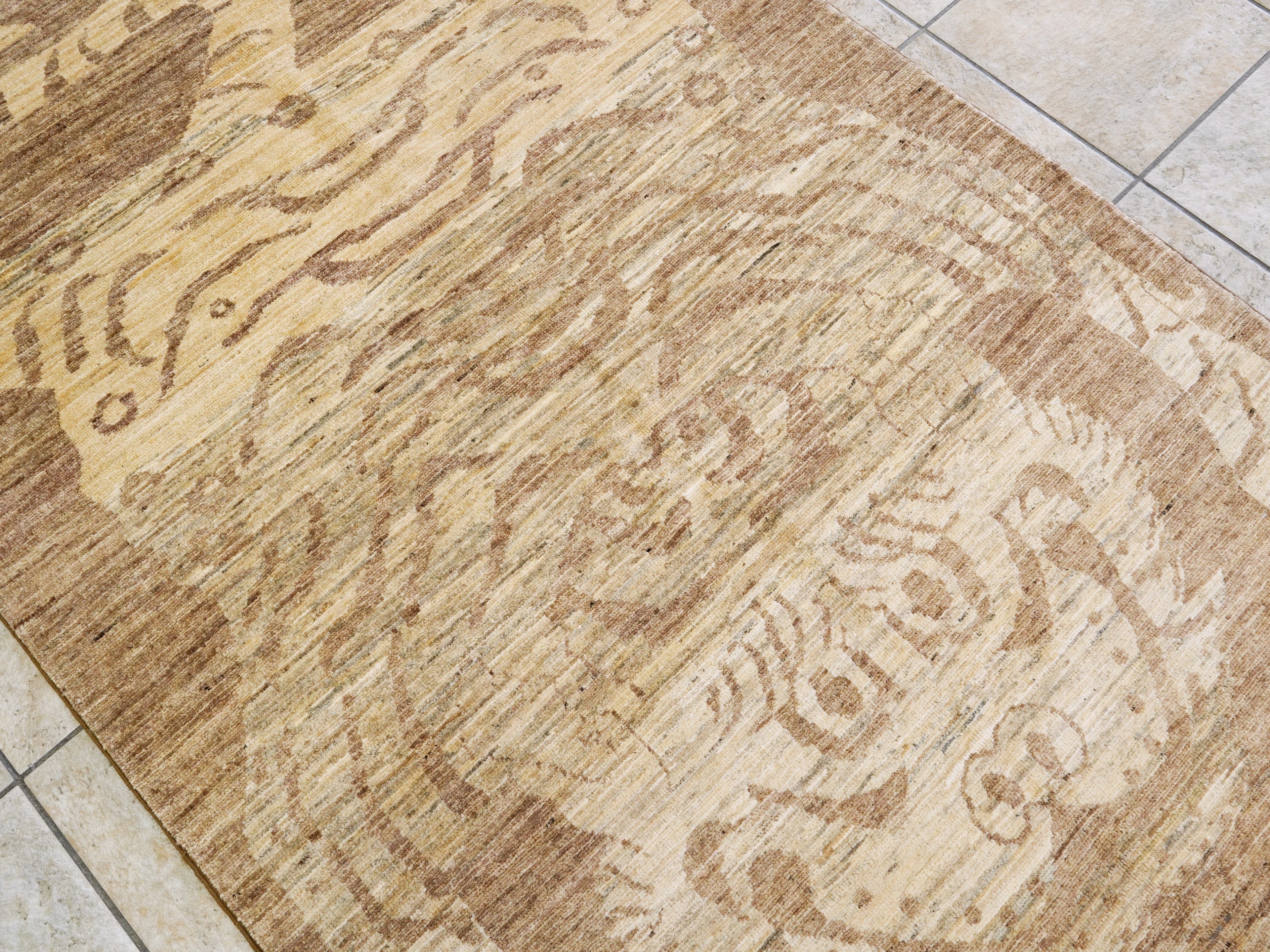 4x6 Ft Brown Tiger Rug - Handmade Afghan Rug