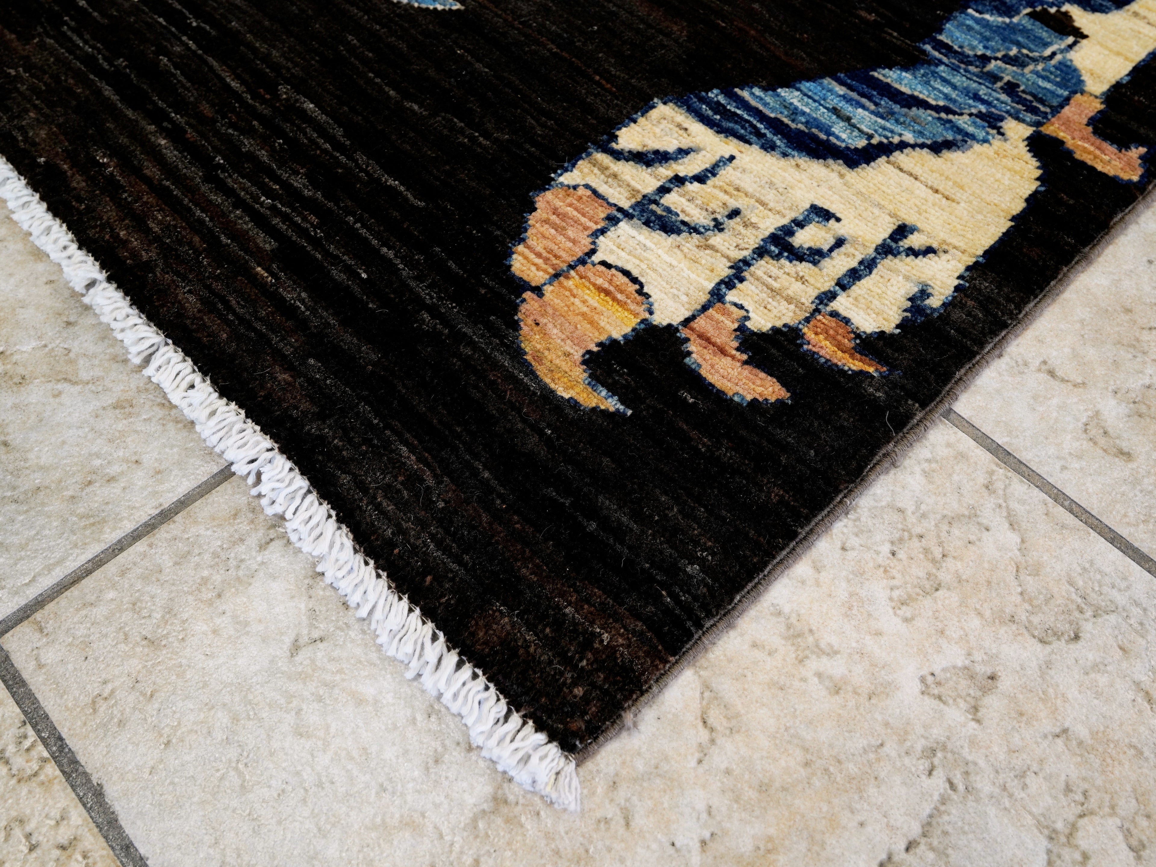 4x6 Ft Dark Brown Tiger Rug - Handmade Afghan Rug