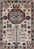 2x3 Ft Beige Afghan Rug - Hand Knotted Tribal Rug