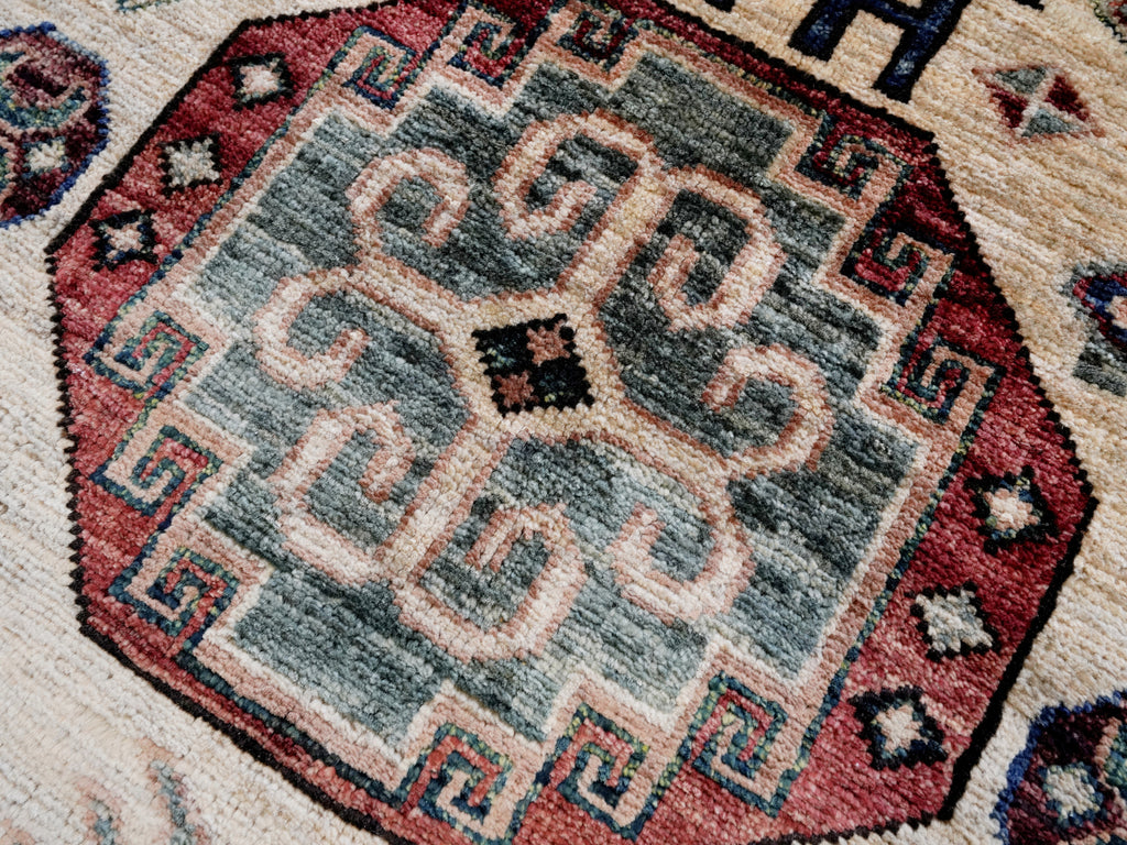 2x3 Ft Beige Afghan Rug - Hand Knotted Tribal Rug