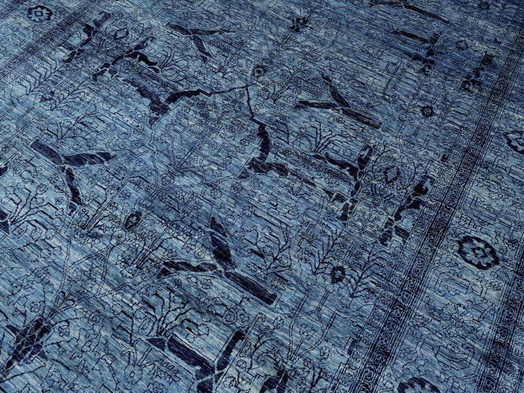 9x12 Ft Blue Afghan Oriental Rug - Hand Knotted Traditional Rug