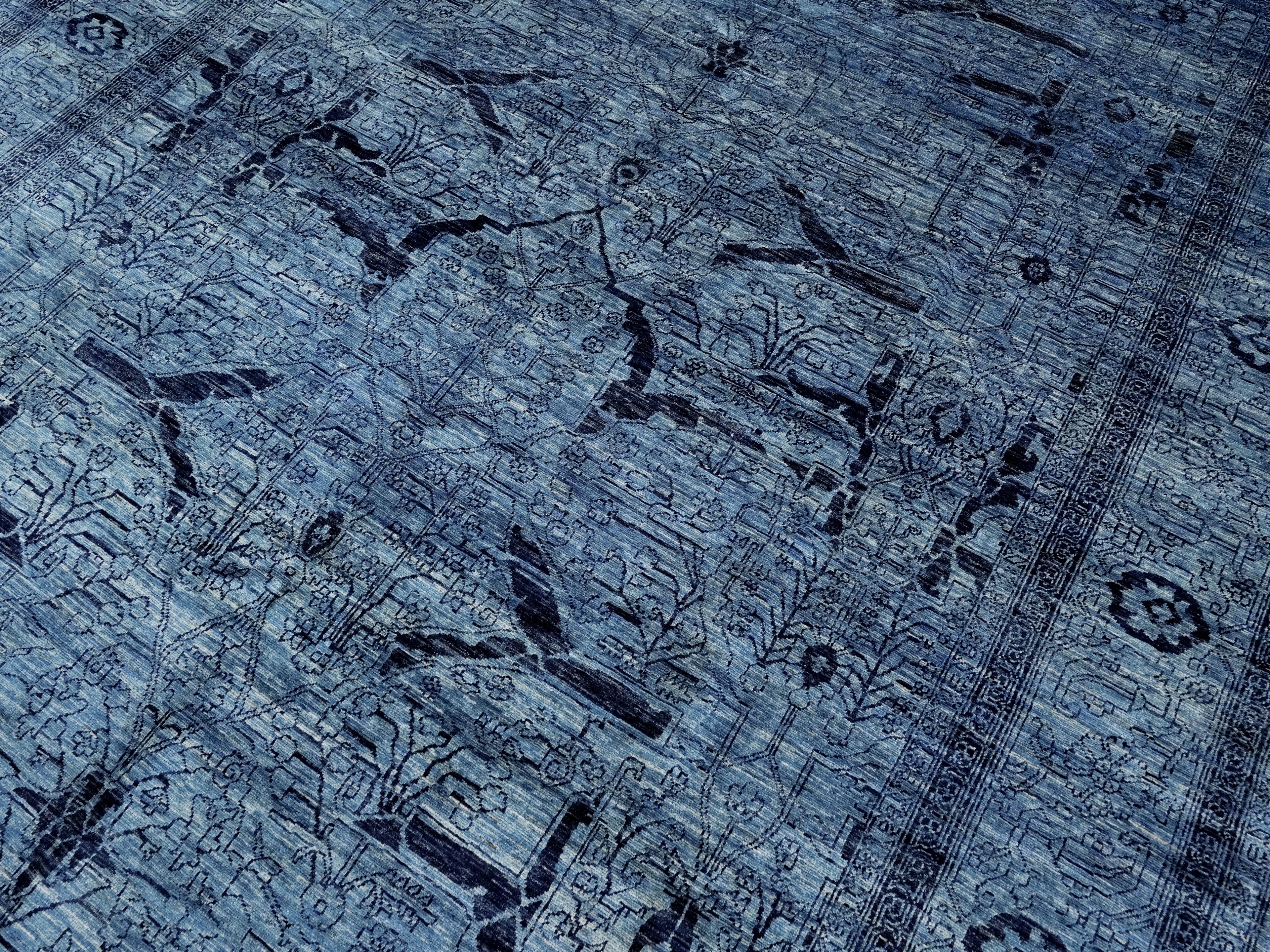 9x12 Ft Blue Afghan Oriental Rug - Hand Knotted Traditional Rug