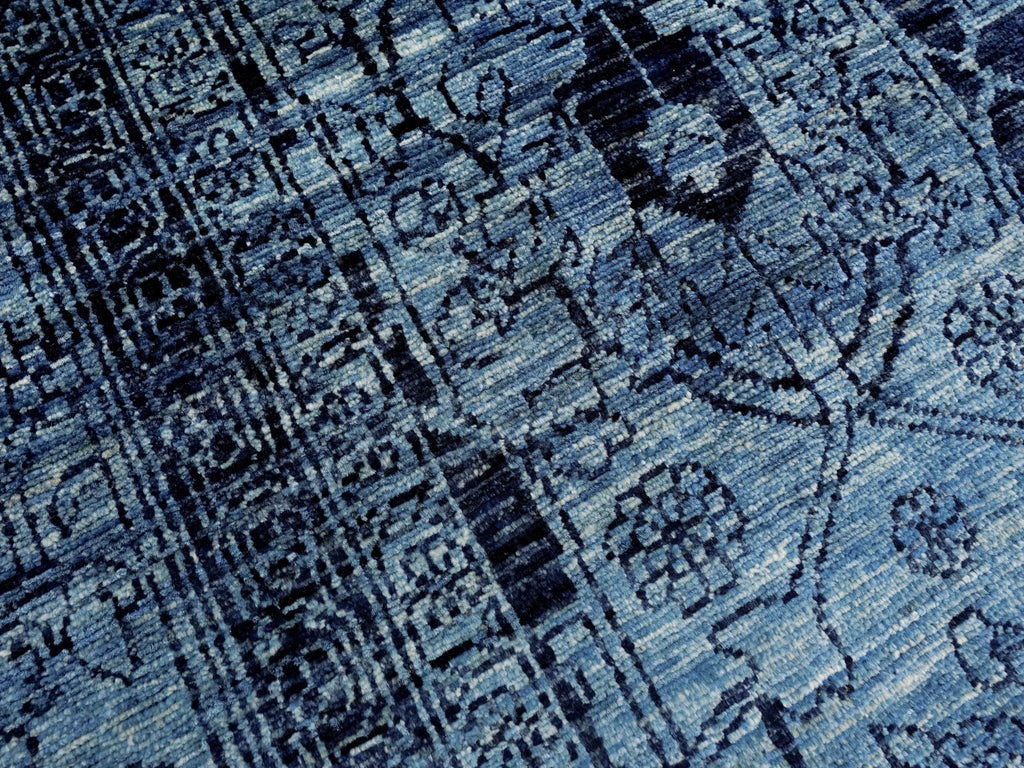 9x12 Ft Blue Afghan Oriental Rug - Hand Knotted Traditional Rug