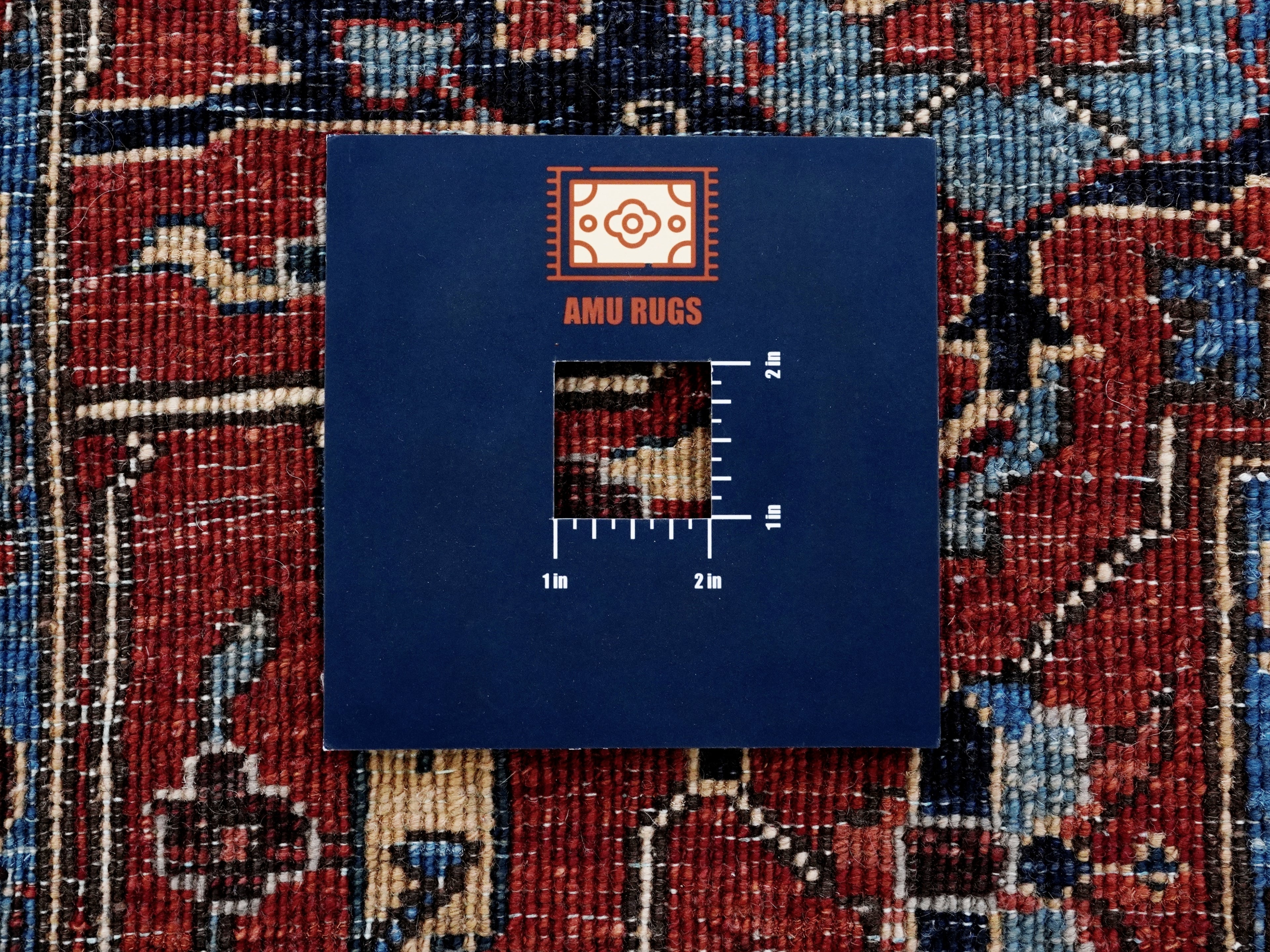 8x8 Ft Dark Blue Floral Rug - Traditional Hand Knotted Afghan Rug