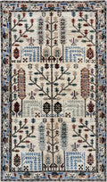 3x5 Ft Beige Floral Rug - Hand Knotted Area Rug
