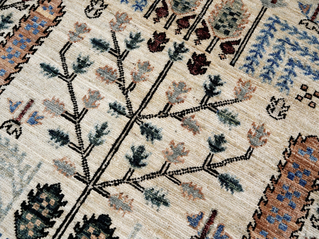 3x5 Ft Beige Floral Rug - Hand Knotted Area Rug