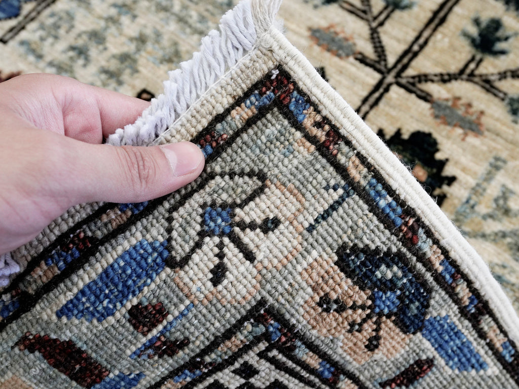 3x5 Ft Beige Floral Rug - Hand Knotted Area Rug