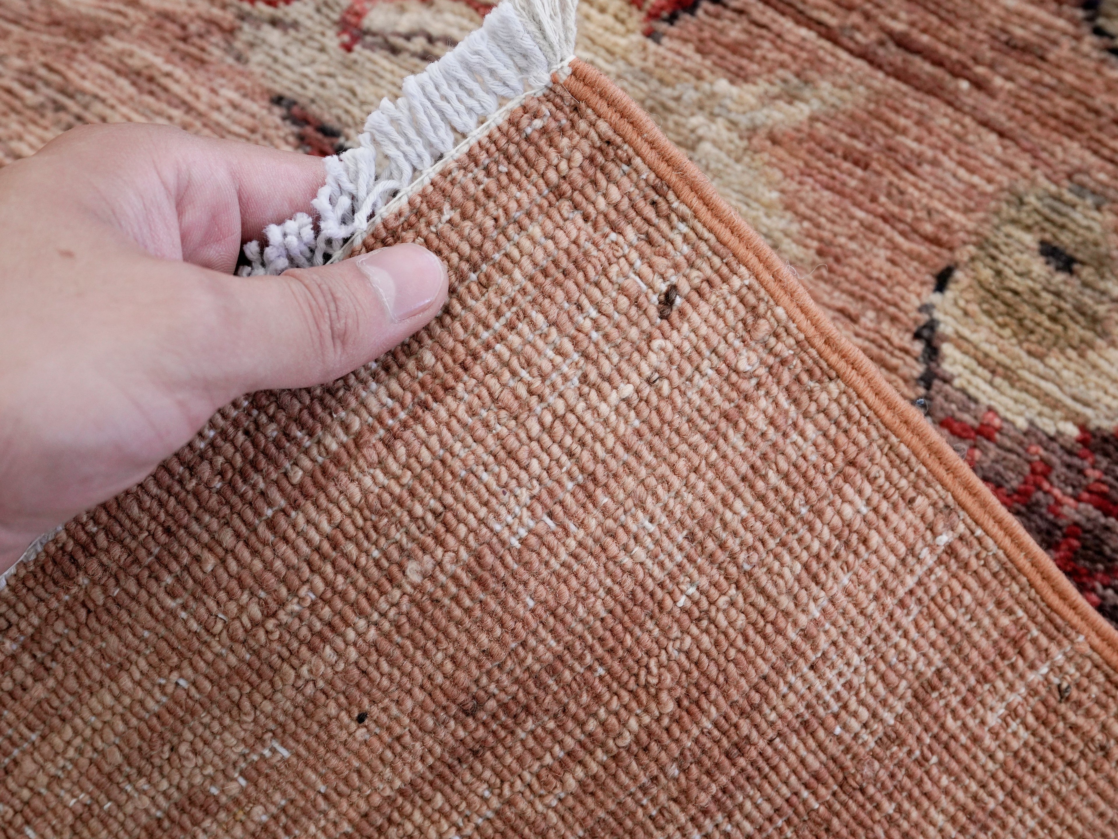 3x5 Ft Peach Orange Fish Rug - Hand Knotted Afghan Rug - Animal Design
