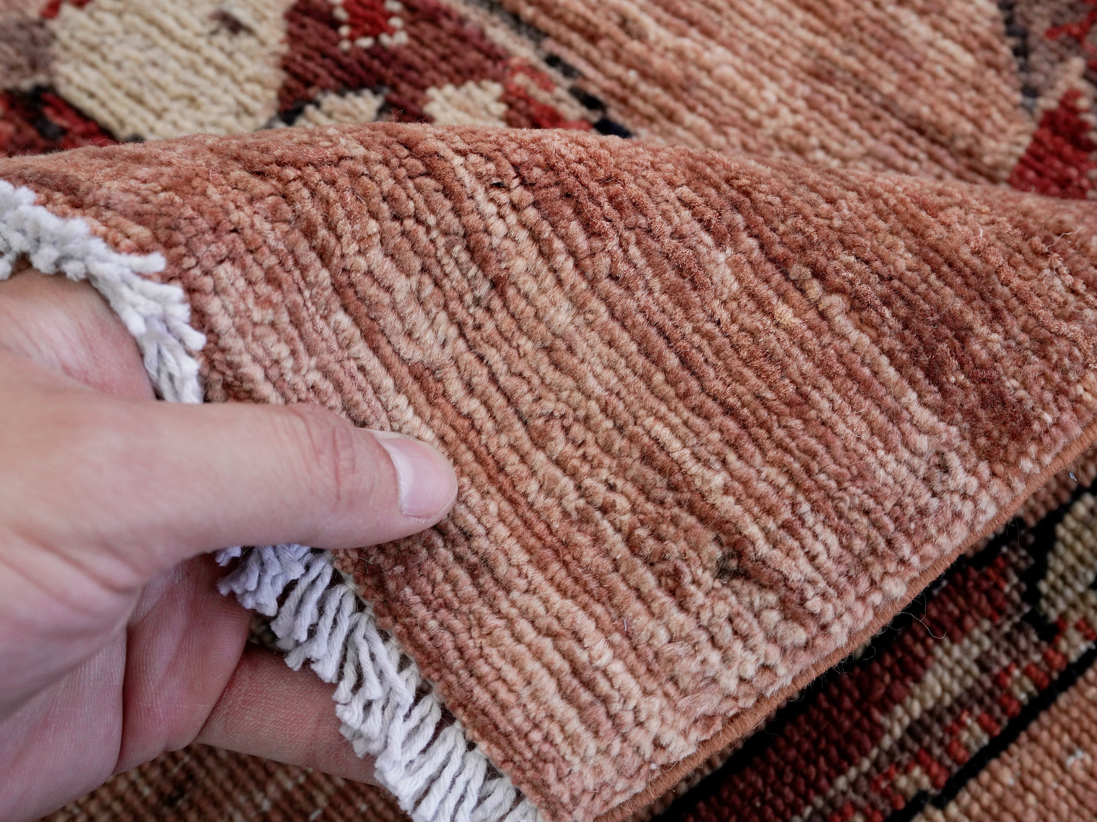 3x5 Ft Peach Orange Fish Rug - Hand Knotted Afghan Rug - Animal Design