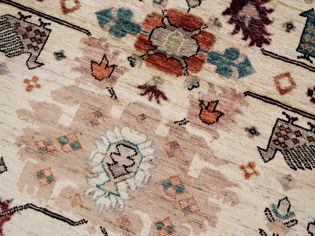 3x5 Ft Beige Floral Rug - Hand Knotted Afghan Area Rug