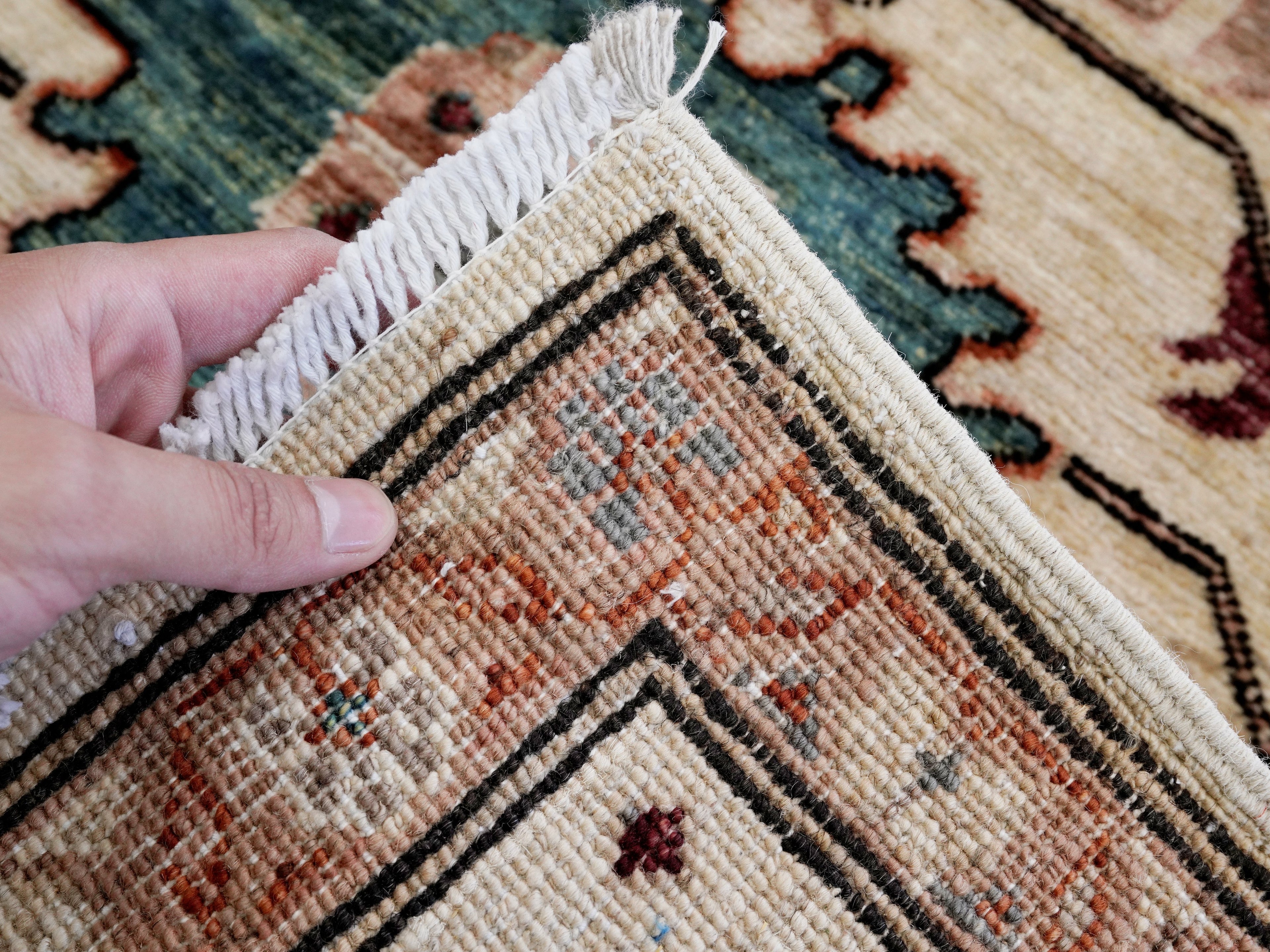 3x5 Ft Beige Floral Rug - Hand Knotted Afghan Area Rug