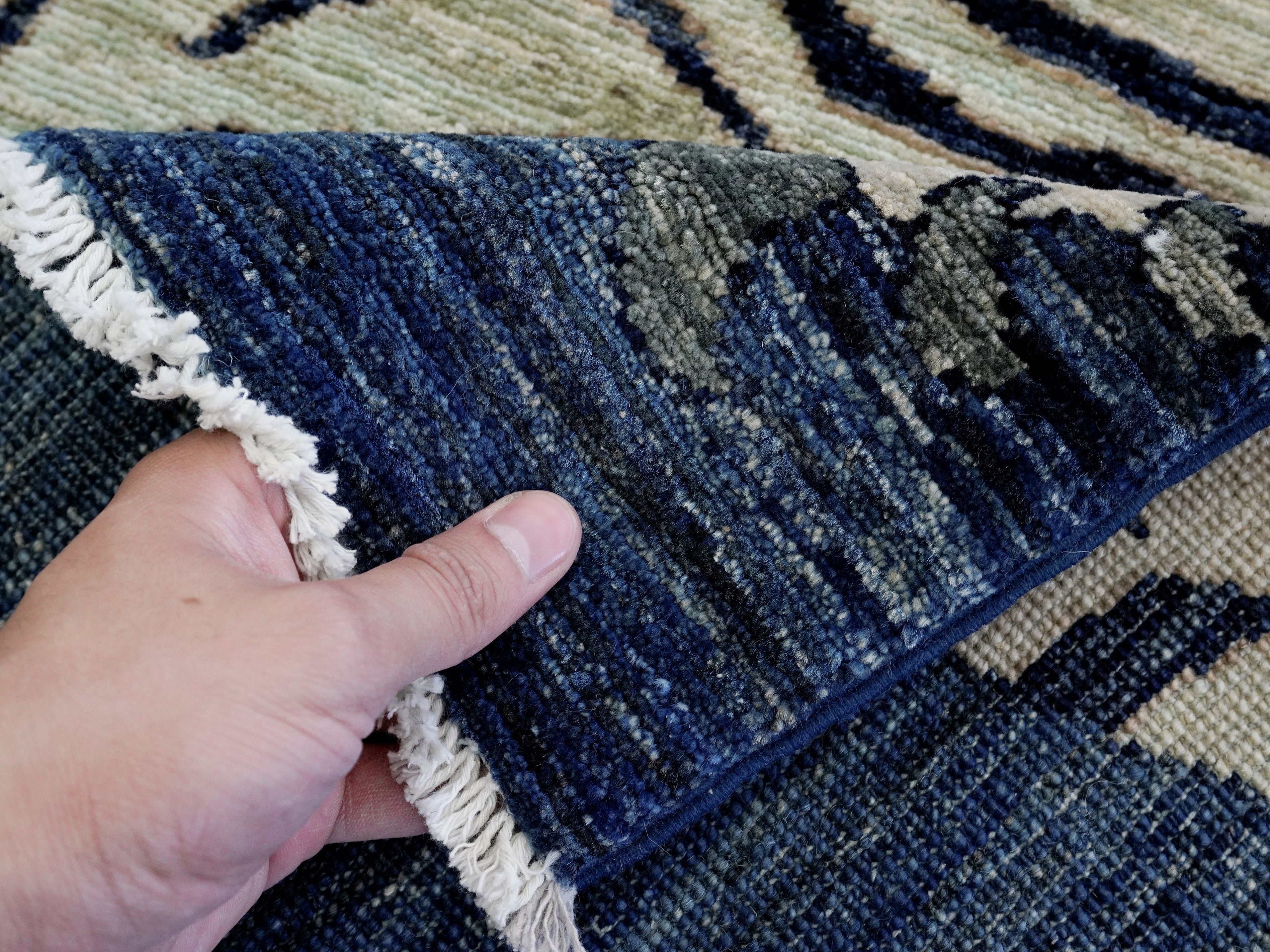 3x5 Ft Blue Tiger Rug - Hand Knotted Afghan Rug - Animal Design