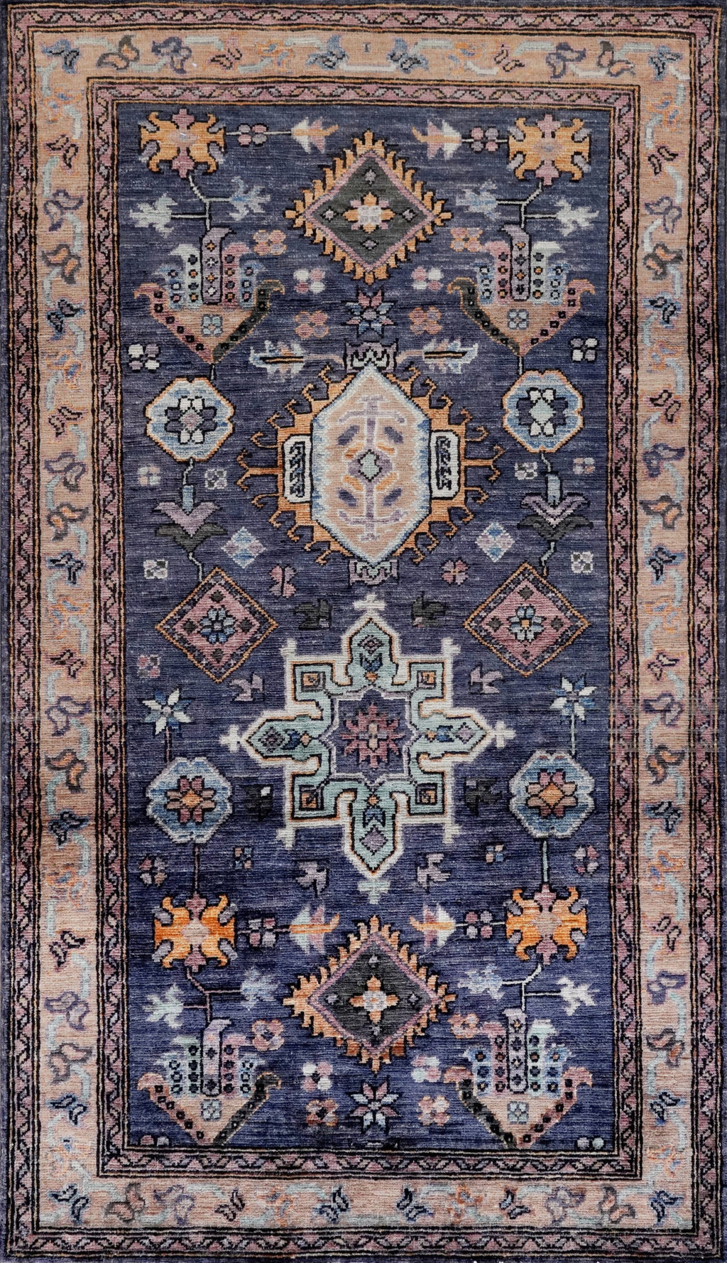 3x5 Ft Purple Afghan Oriental Rug - Hand Knotted Area Rug