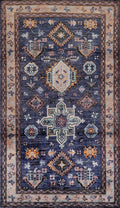3x5 Ft Purple Afghan Oriental Rug - Hand Knotted Area Rug