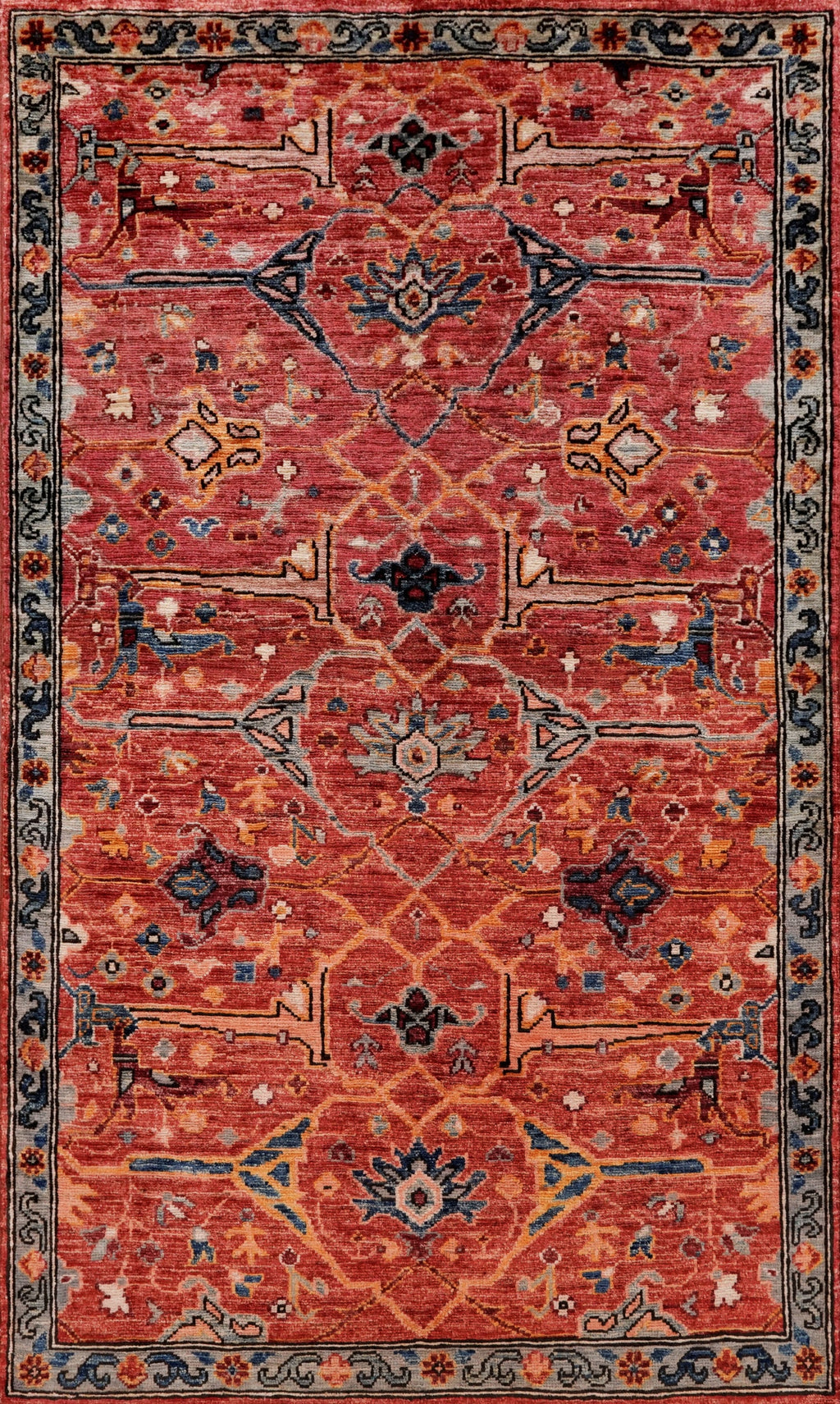3x5 Ft Red Afghan Oriental Rug - Hand Knotted Area Rug