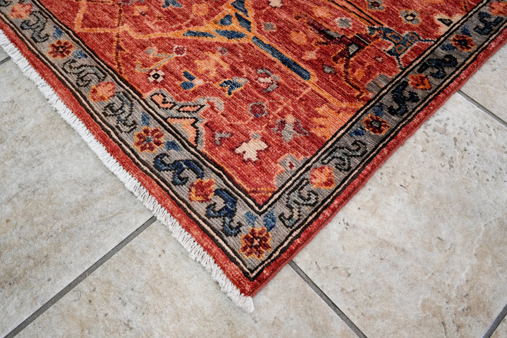 3x5 Ft Red Afghan Oriental Rug - Hand Knotted Area Rug