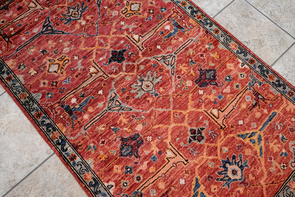 3x5 Ft Red Afghan Oriental Rug - Hand Knotted Area Rug