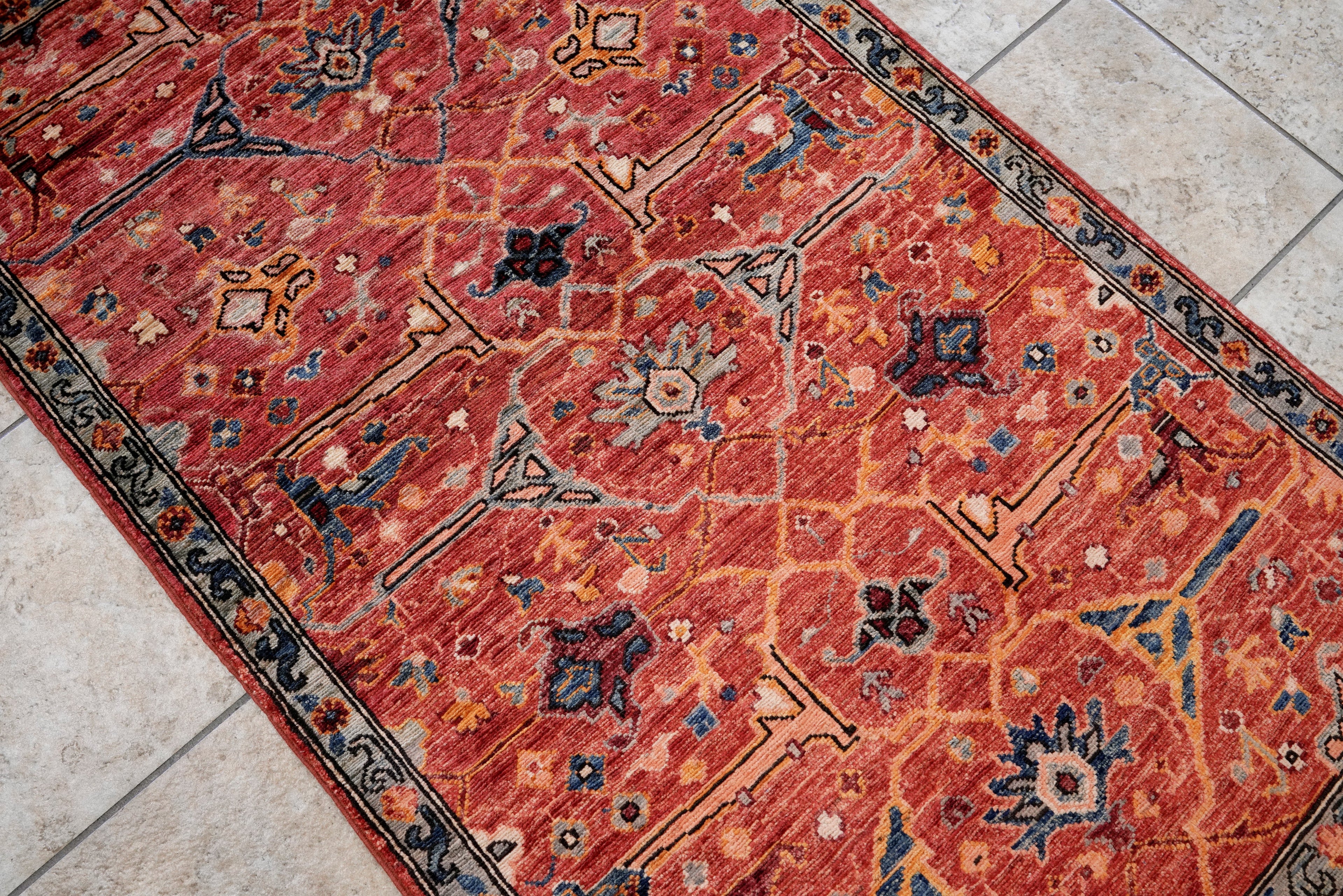 3x5 Ft Red Afghan Oriental Rug - Hand Knotted Area Rug