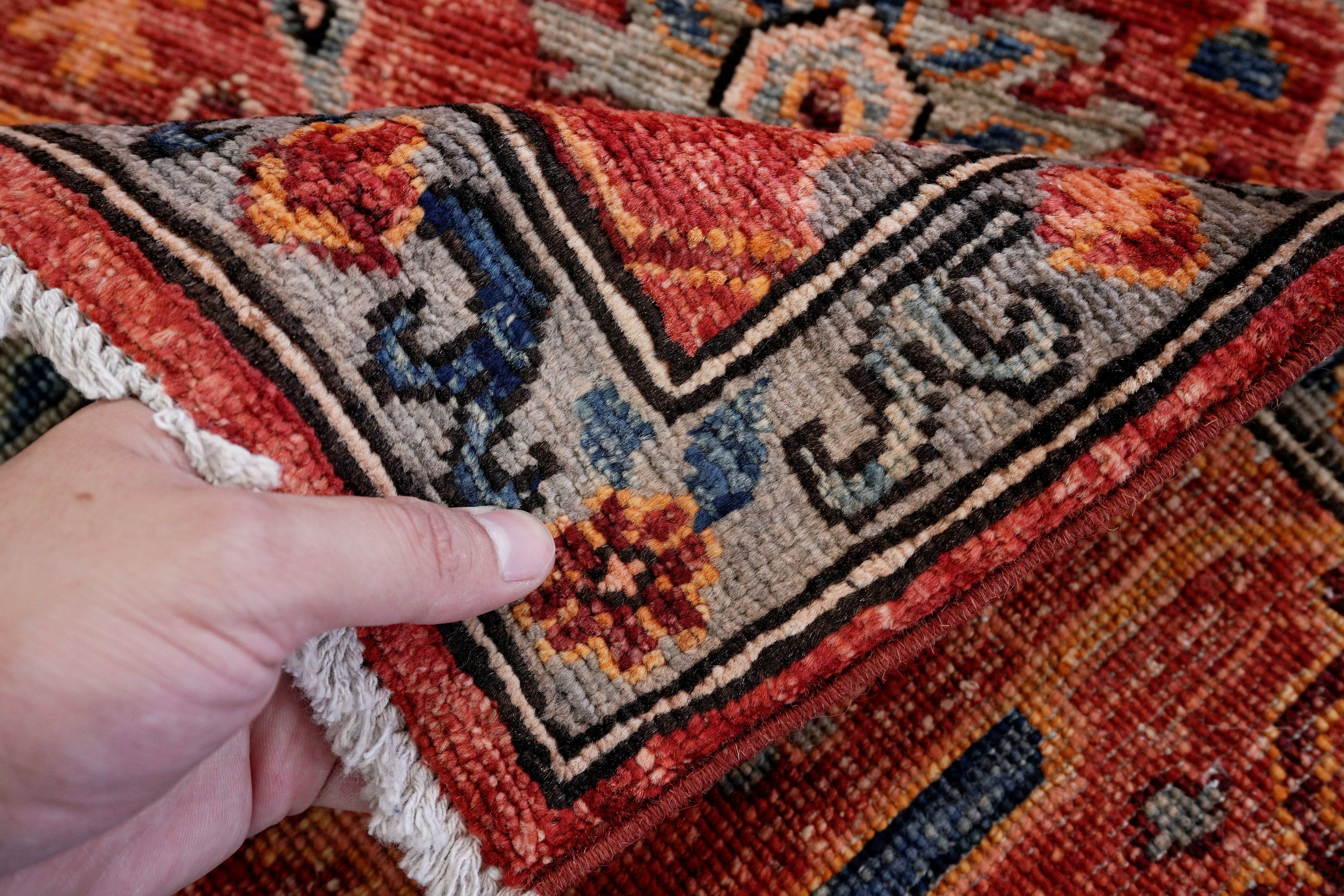 3x5 Ft Red Afghan Oriental Rug - Hand Knotted Area Rug