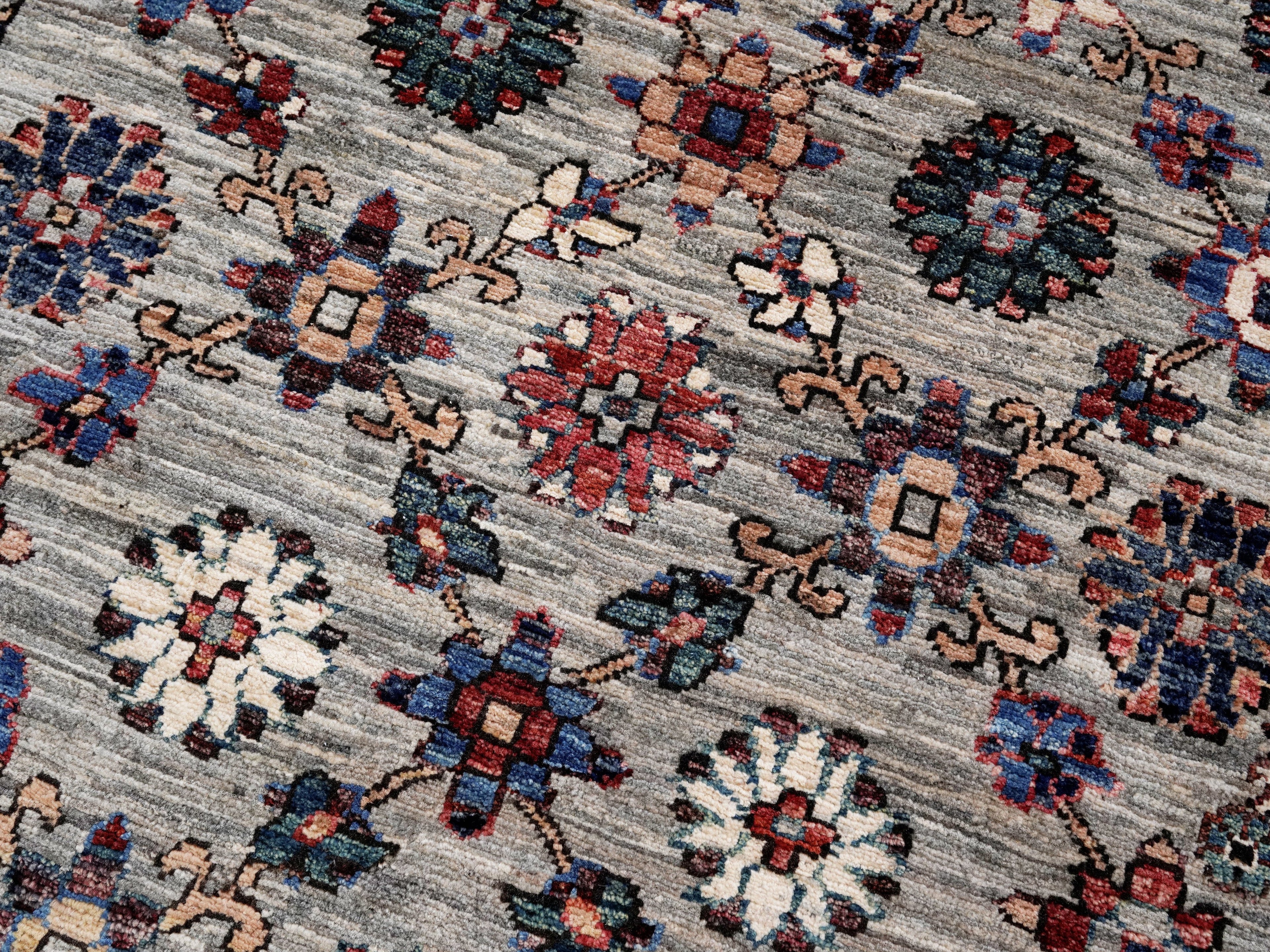 3x5 Ft Blue Floral Rug - Hand Knotted Afghan Rug