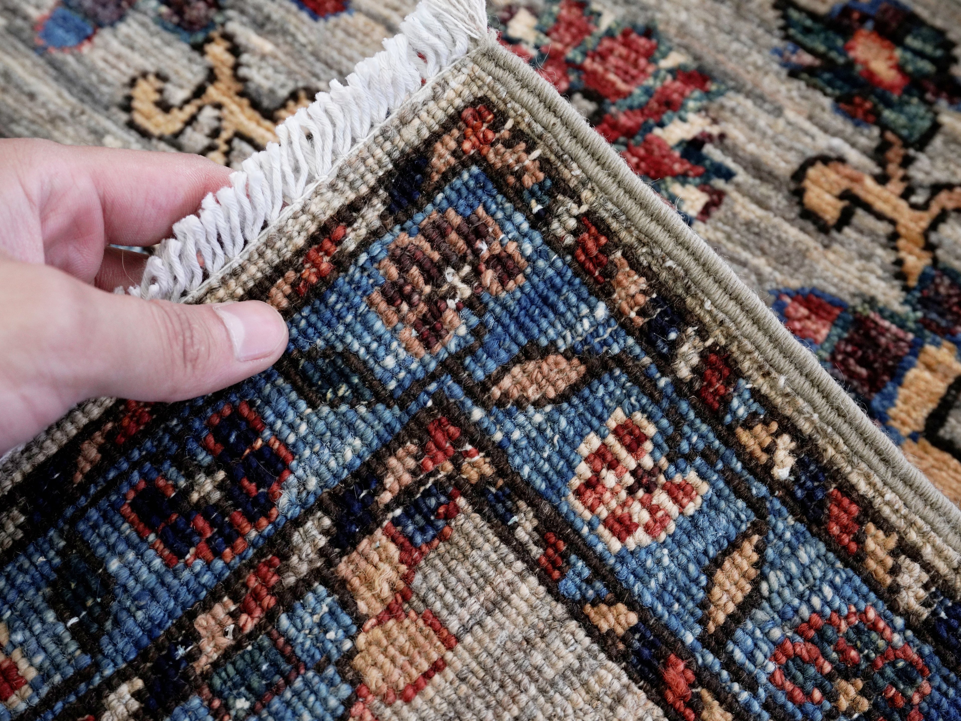 3x5 Ft Blue Floral Rug - Hand Knotted Afghan Rug