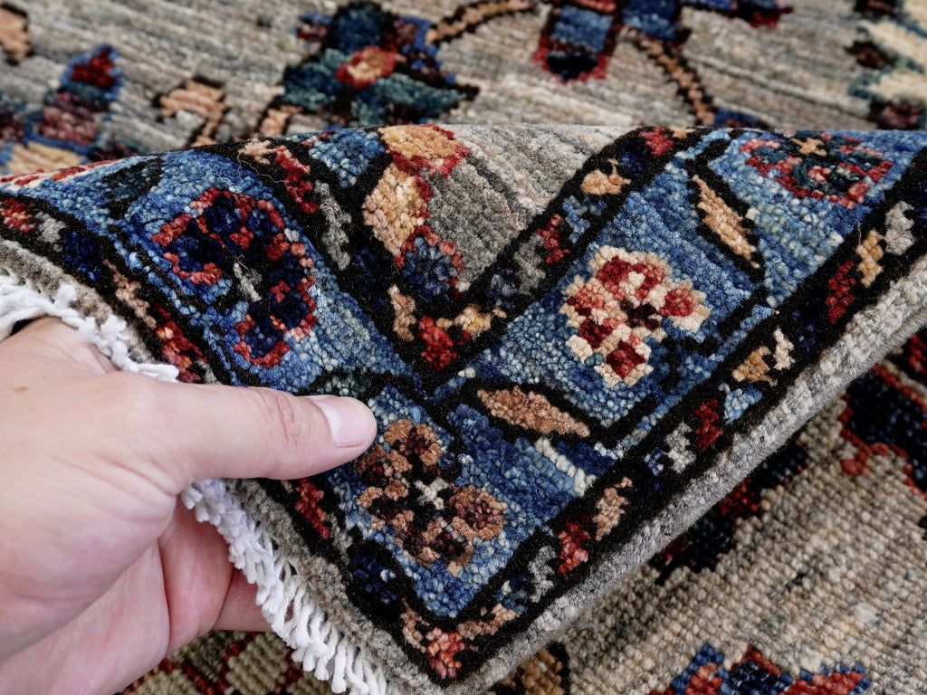 3x5 Ft Blue Floral Rug - Hand Knotted Afghan Rug