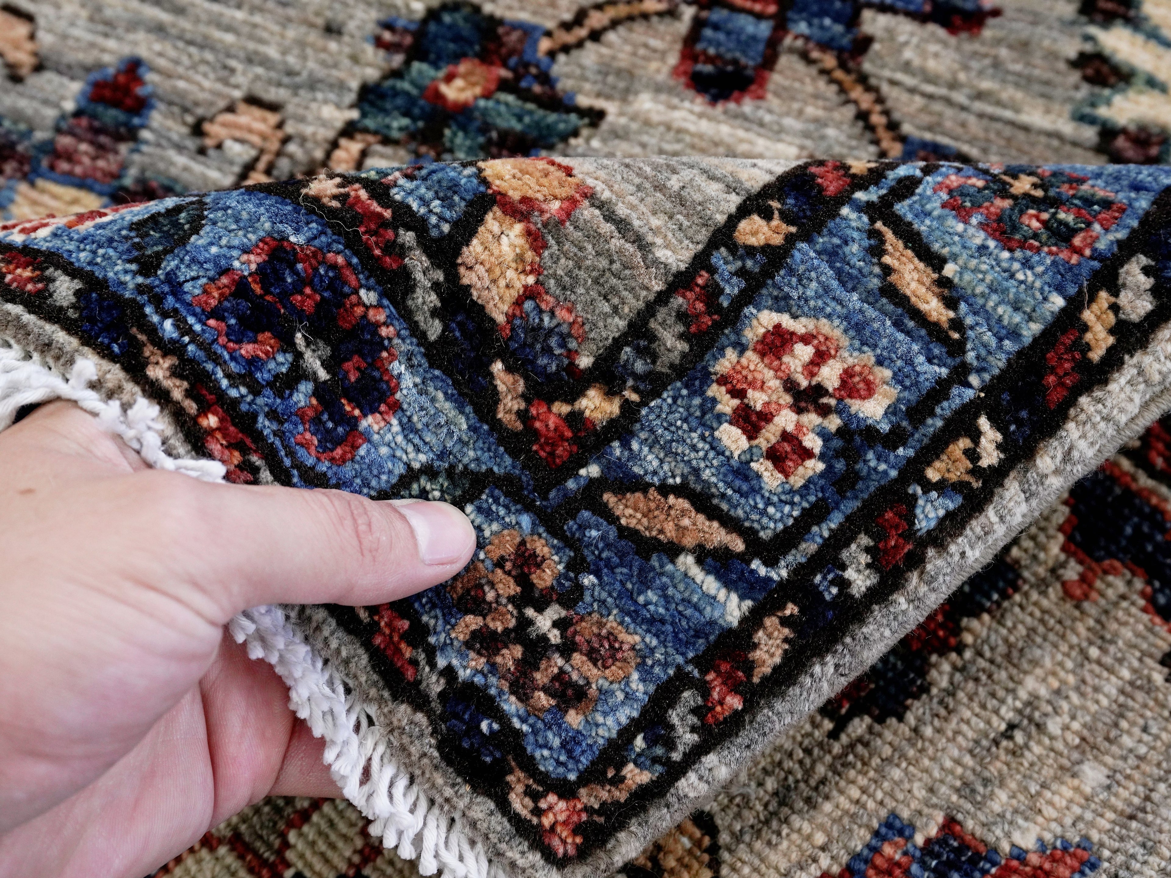3x5 Ft Blue Floral Rug - Hand Knotted Afghan Rug