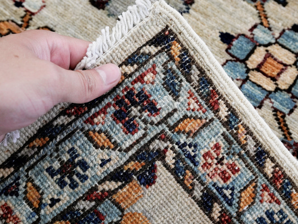 3x5 Ft Beige Floral Rug - Hand Knotted Afghan Rug