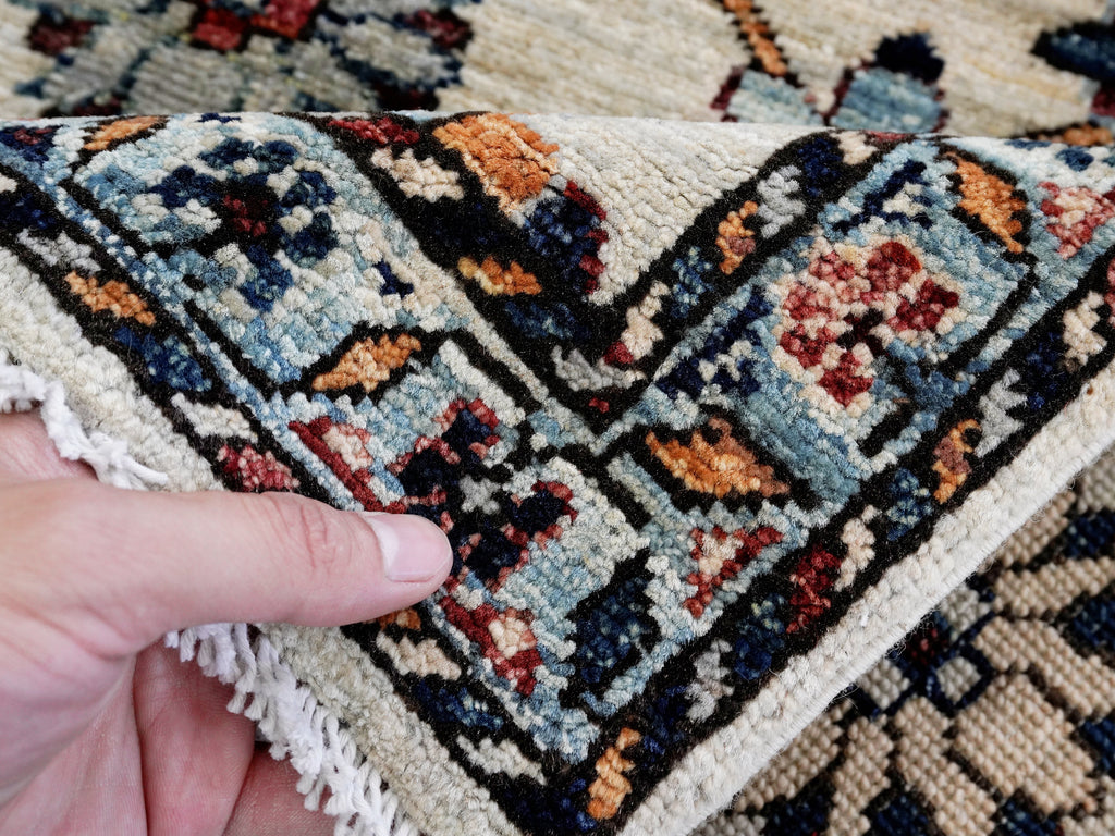 3x5 Ft Beige Floral Rug - Hand Knotted Afghan Rug