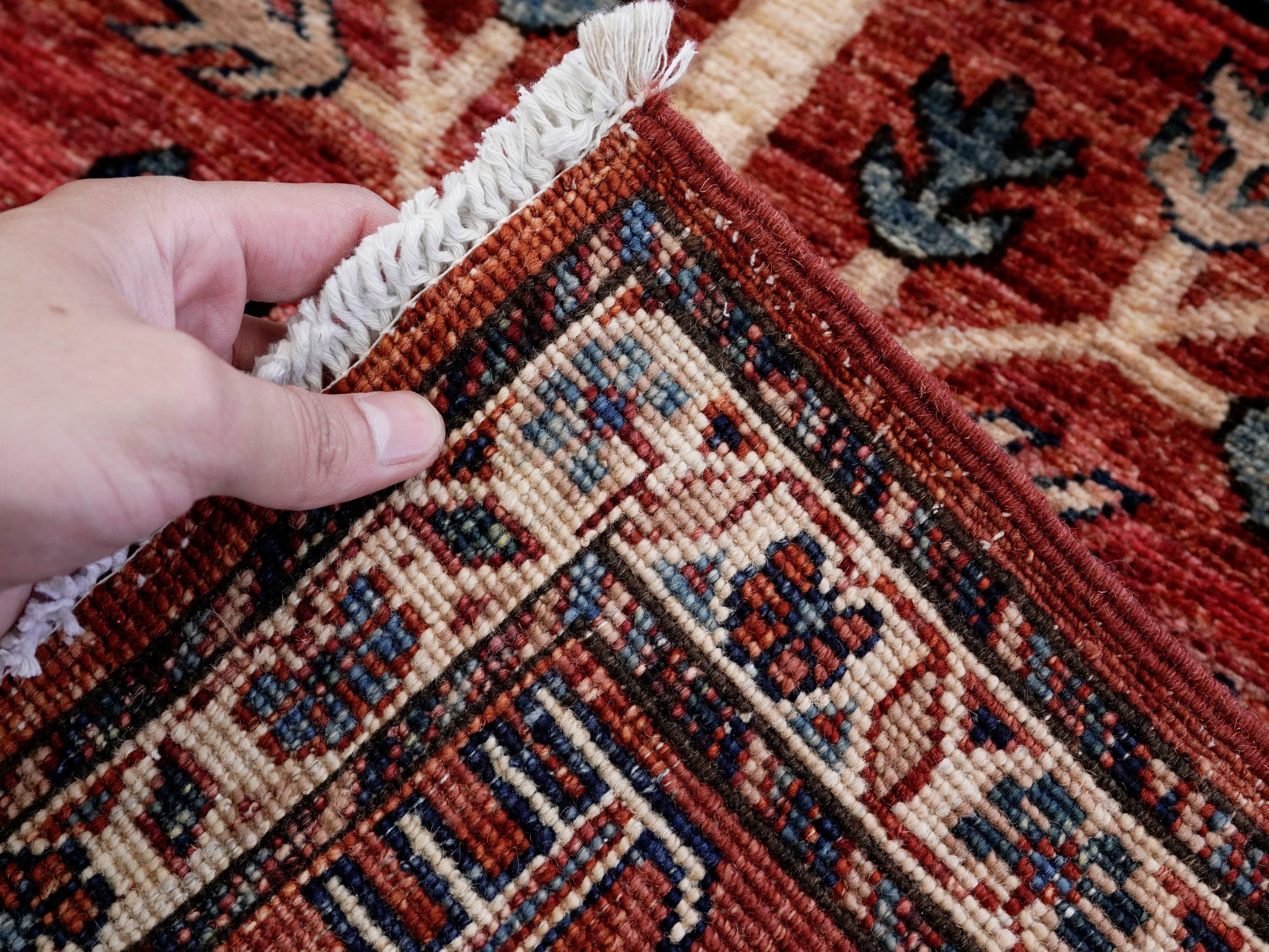 3x5 Ft Red Floral Rug - Hand Knotted Afghan Rug