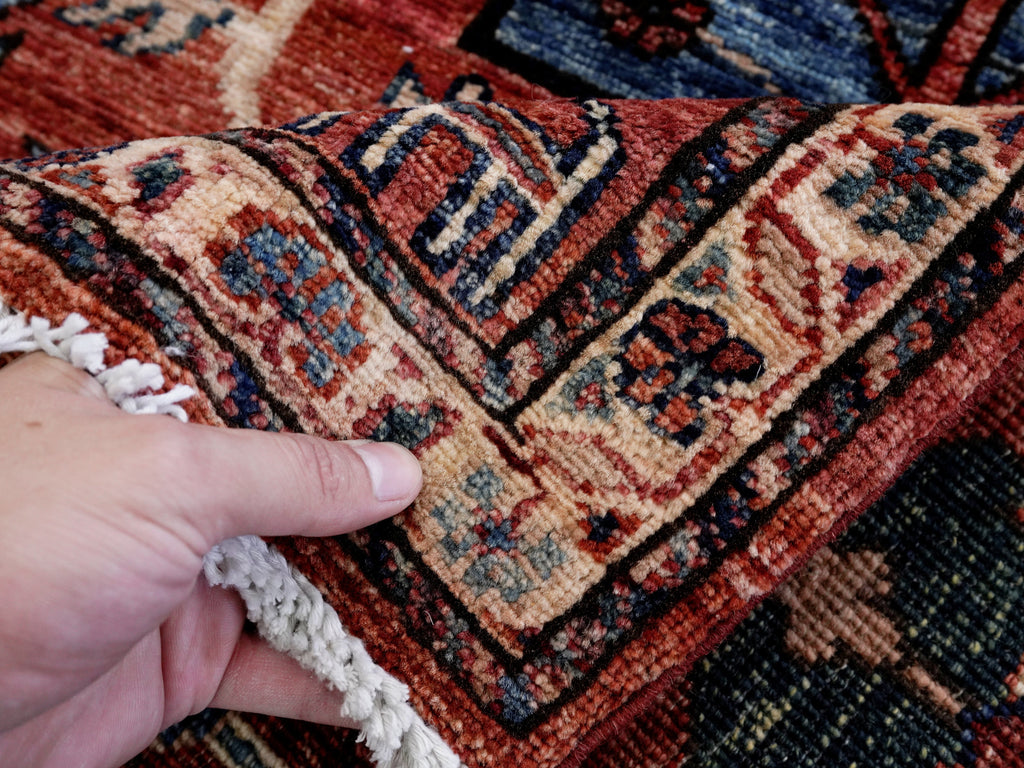 3x5 Ft Red Floral Rug - Hand Knotted Afghan Rug