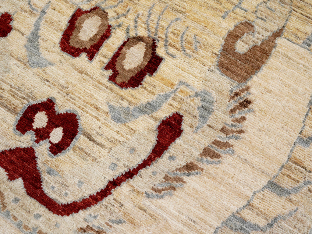 3x5 Ft Beige Tiger Rug - Hand Knotted Afghan Rug - Animal Design