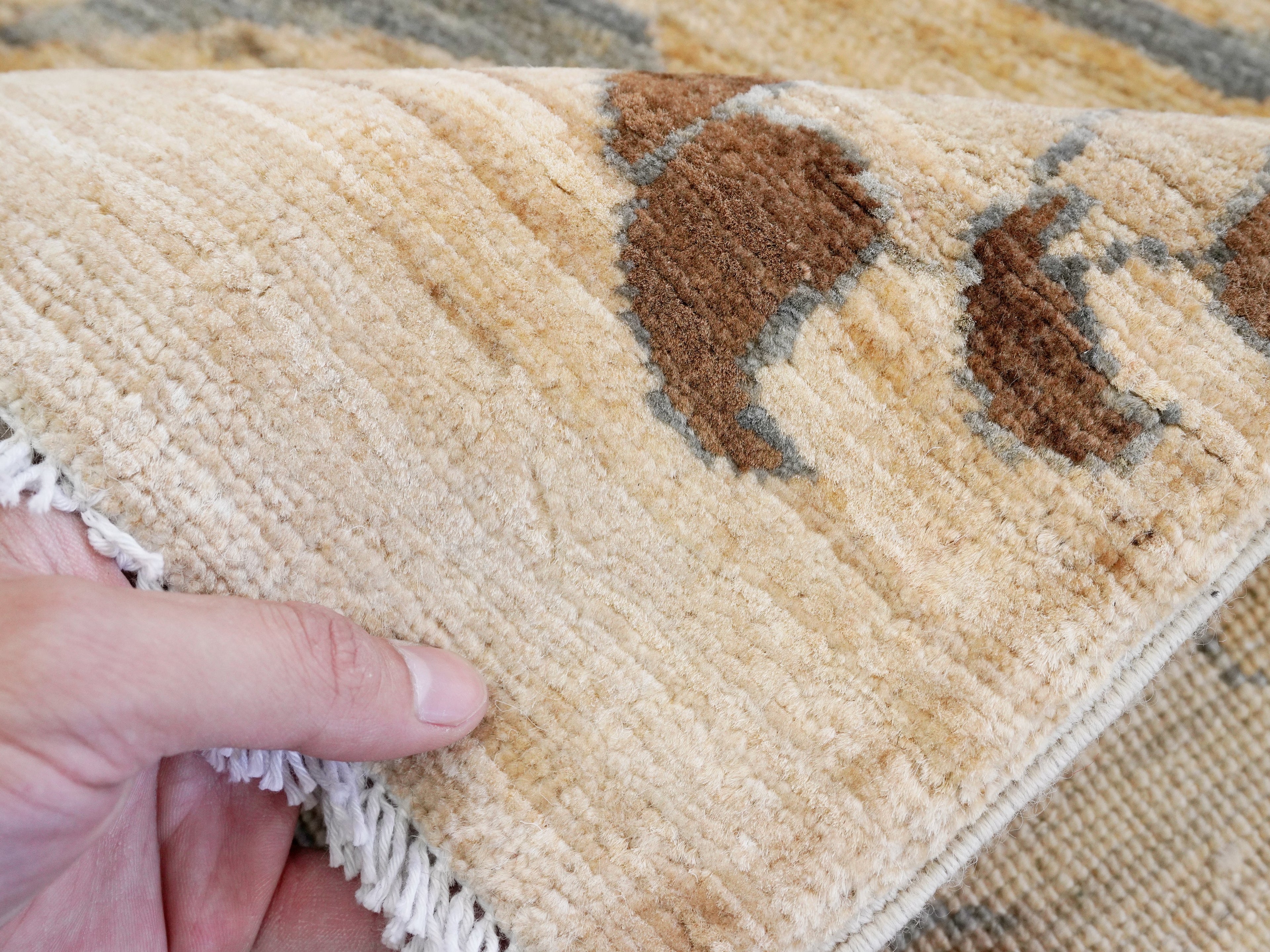 3x5 Ft Beige Tiger Rug - Hand Knotted Afghan Rug - Animal Design