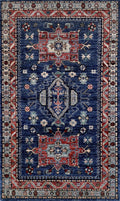 3x5 Ft Blue Afghan Oriental Rug - Hand Knotted Area Rug