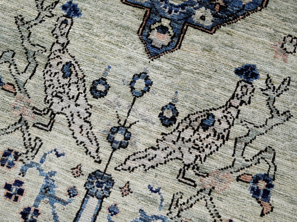 3x5 Ft Blue & Green Afghan Oriental Rug - Hand Knotted Area Rug