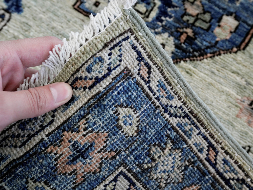 3x5 Ft Blue & Green Afghan Oriental Rug - Hand Knotted Area Rug