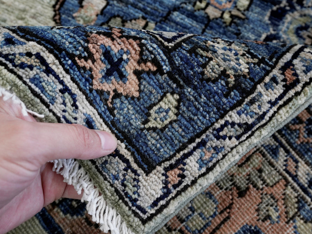 3x5 Ft Blue & Green Afghan Oriental Rug - Hand Knotted Area Rug