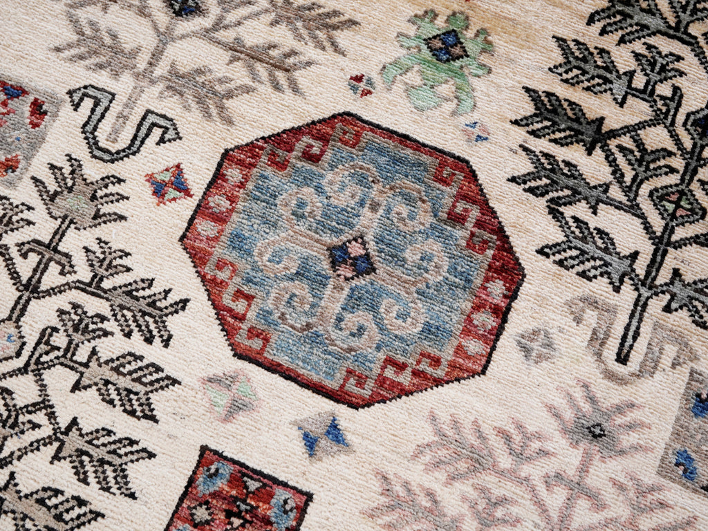3x5 Ft Beige Afghan Oriental Rug - Hand Knotted Area Rug
