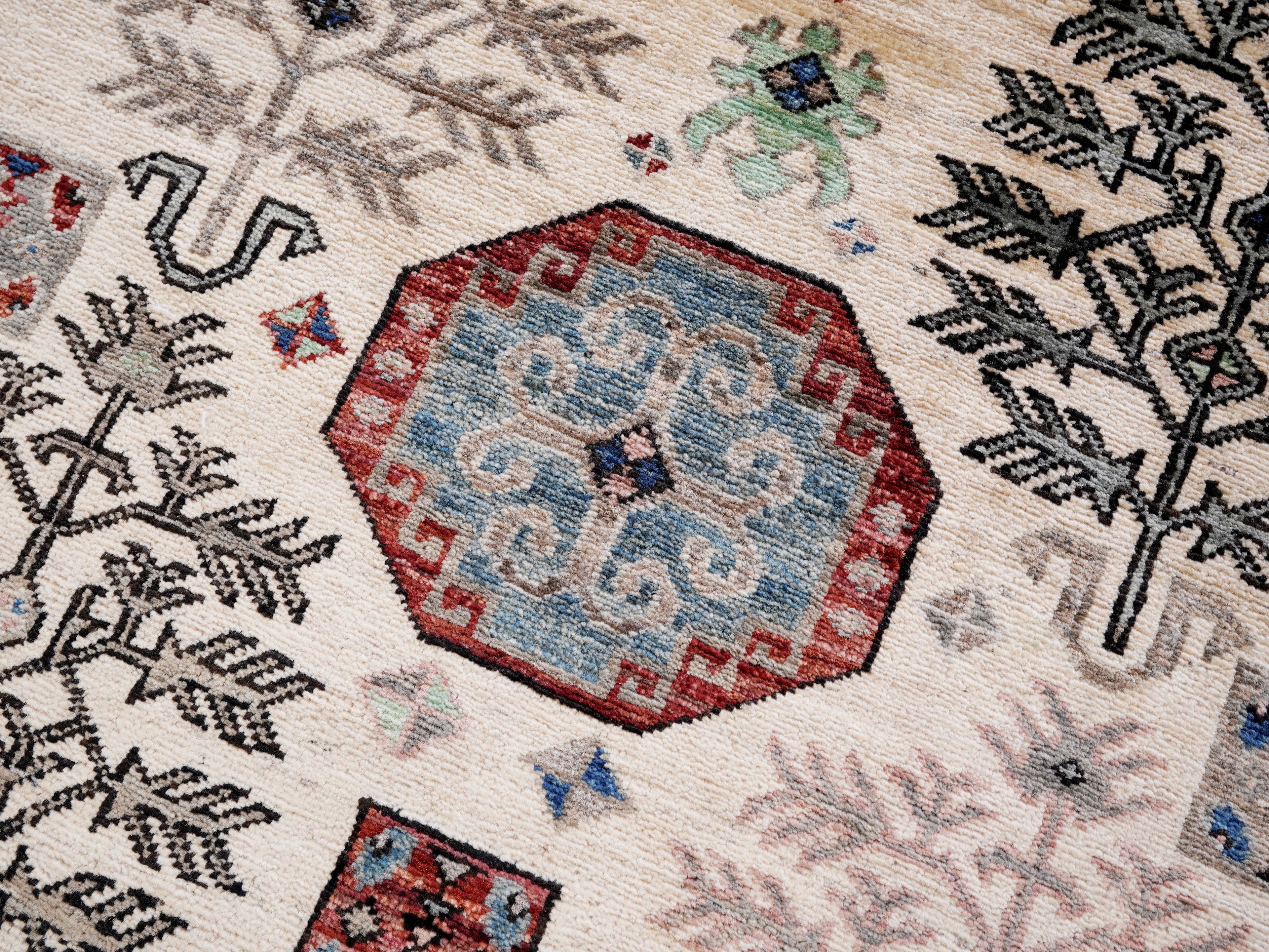 3x5 Ft Beige Afghan Oriental Rug - Hand Knotted Area Rug