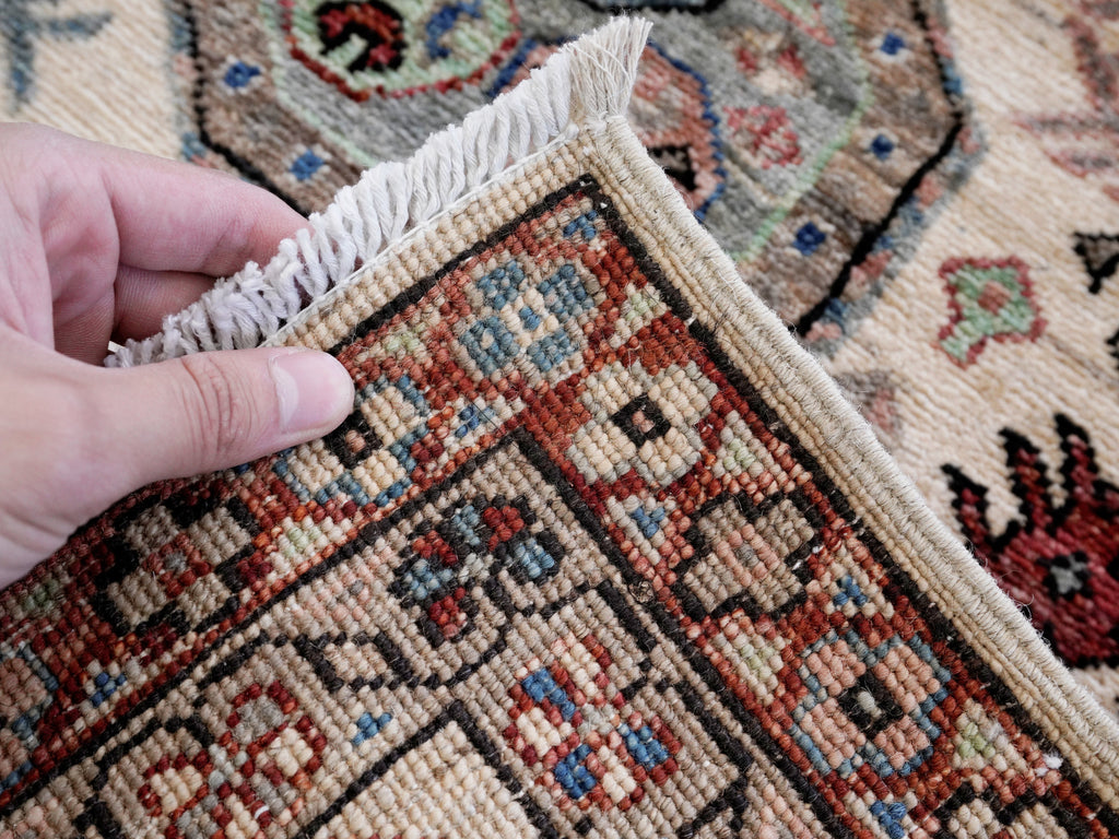 3x5 Ft Beige Afghan Oriental Rug - Hand Knotted Area Rug