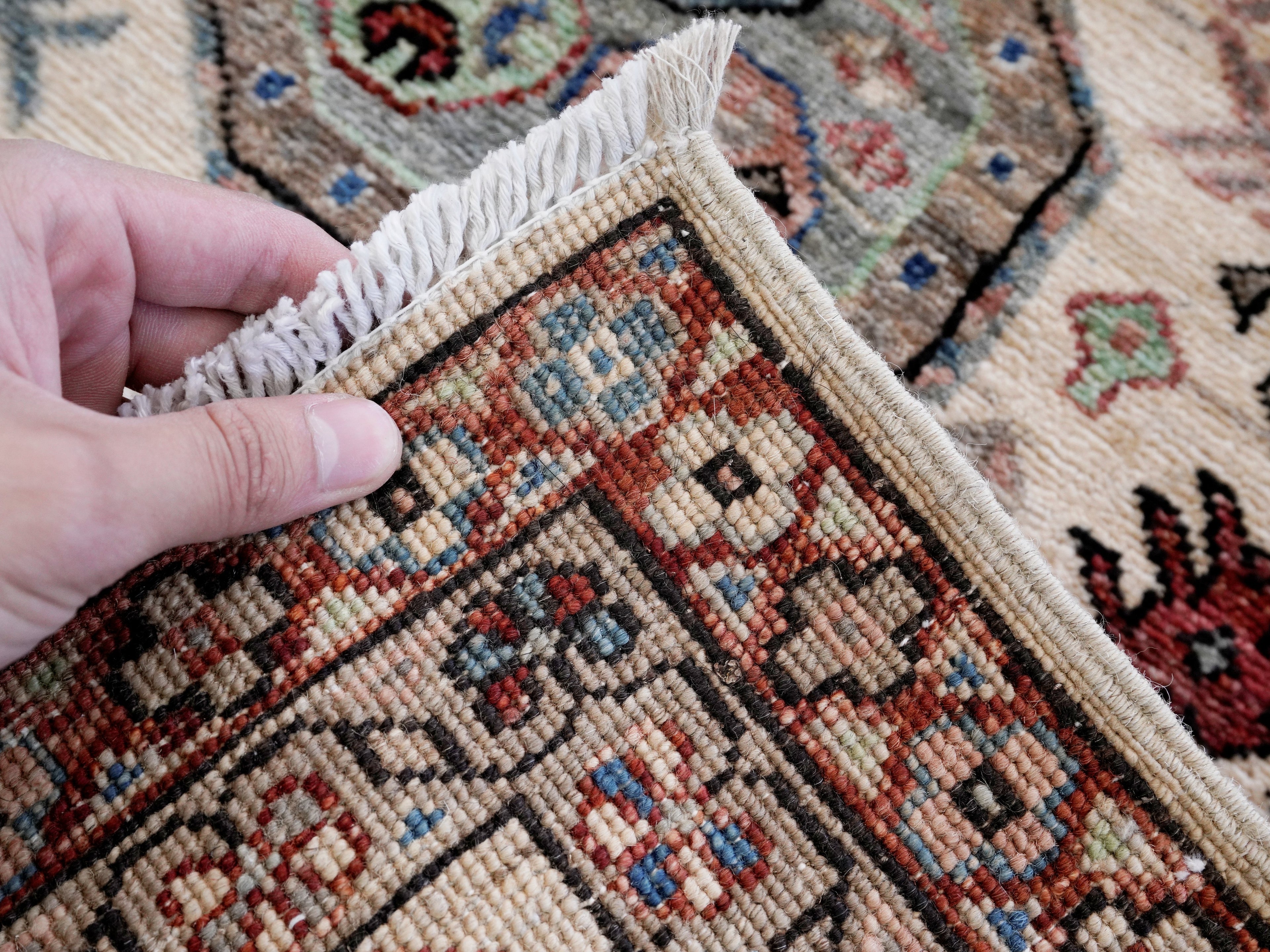 3x5 Ft Beige Afghan Oriental Rug - Hand Knotted Area Rug