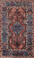 3x5 Ft Red Afghan Oriental Rug - Hand Knotted Wool Rug