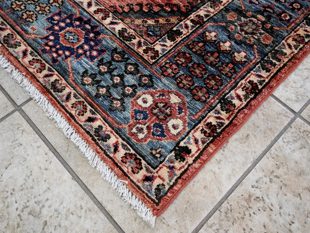 3x5 Ft Red Afghan Oriental Rug - Hand Knotted Wool Rug