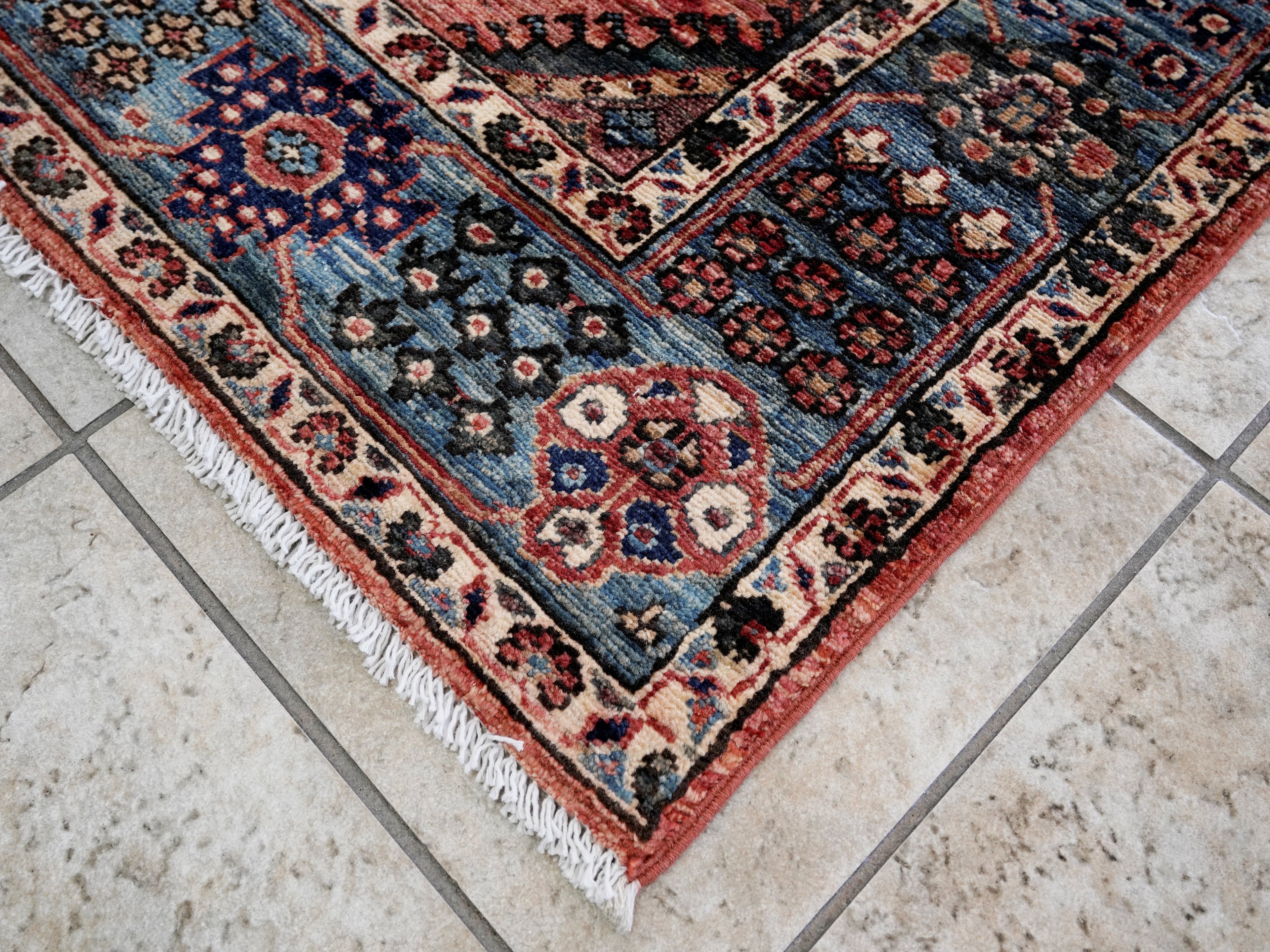 3x5 Ft Red Afghan Oriental Rug - Hand Knotted Wool Rug