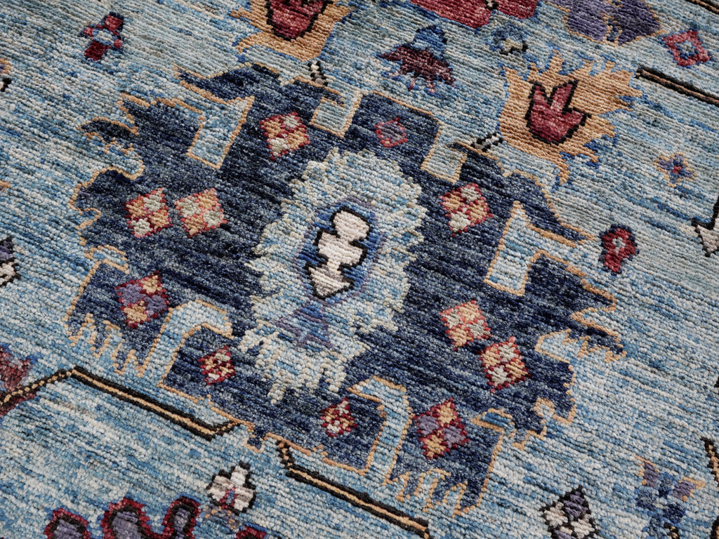 3x5 Ft Blue Floral Rug - Hand Knotted Area Rug