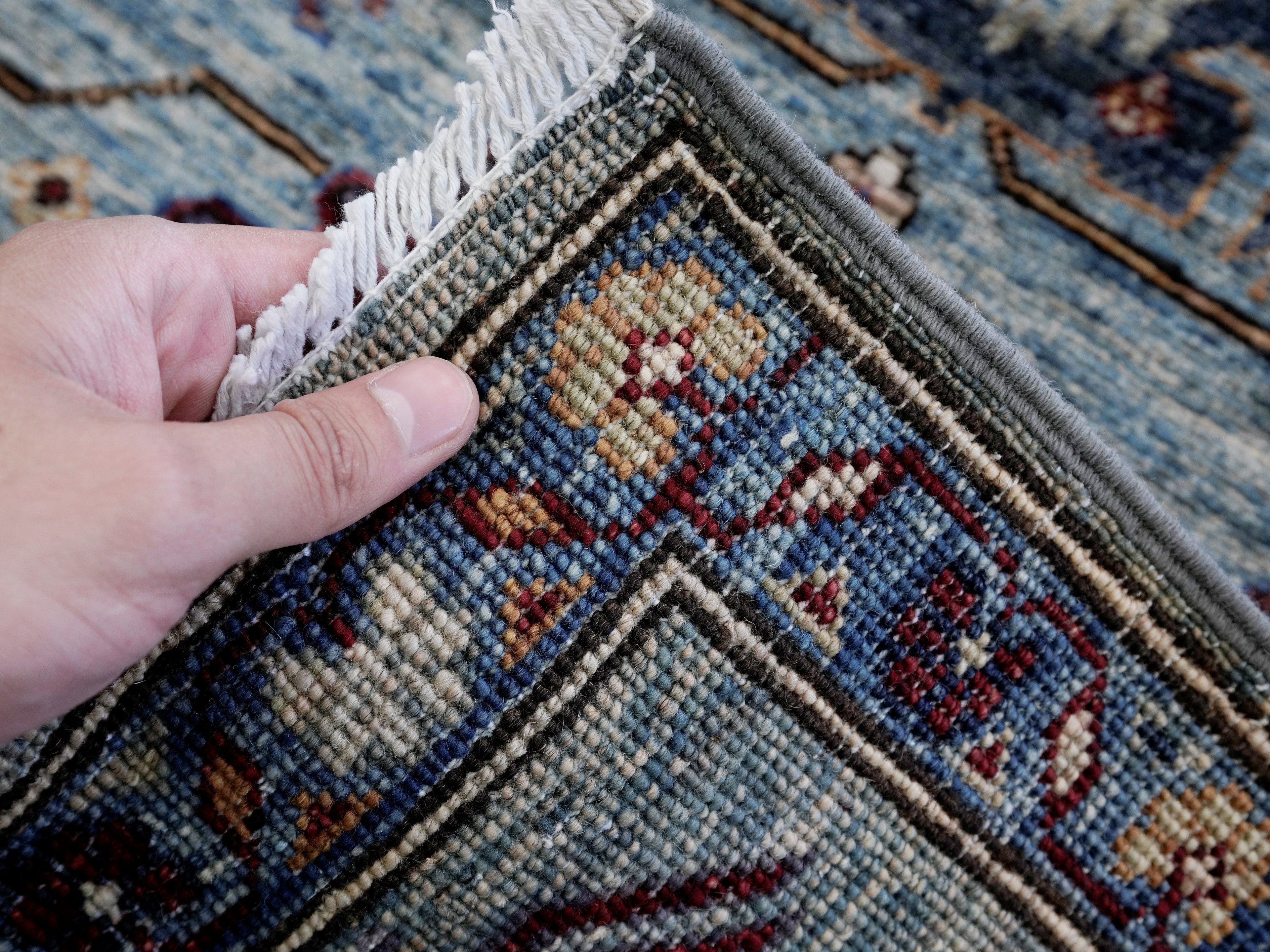 3x5 Ft Blue Floral Rug - Hand Knotted Area Rug