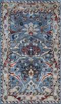 3x5 Ft Light Blue Afghan Oriental Rug - Hand Knotted Area Rug